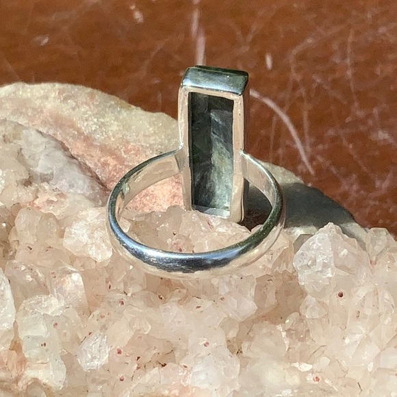 NATURAL SERAPHINITE 925 STERLING SILVER RING, SIZE 7 - Picture 4 of 7